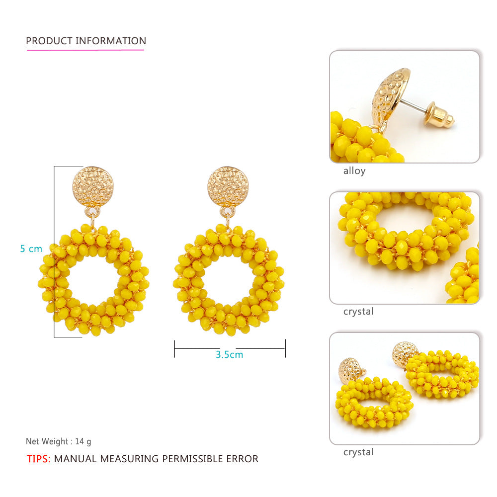 Boucles d'oreilles à tige en cristal tissées à la main
