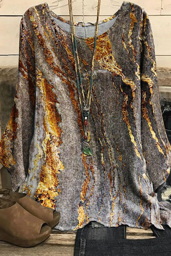 Textured Sunshine Crew Neck Women's Top Long Sleeve T-Shirt