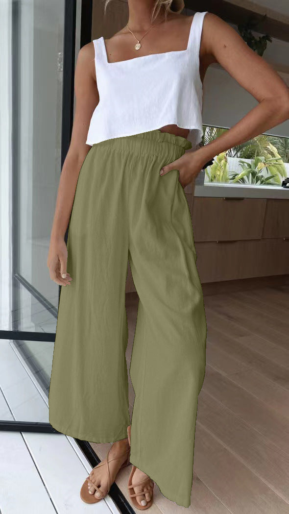 Sommerhose mit hoher Taille und weitem Bein