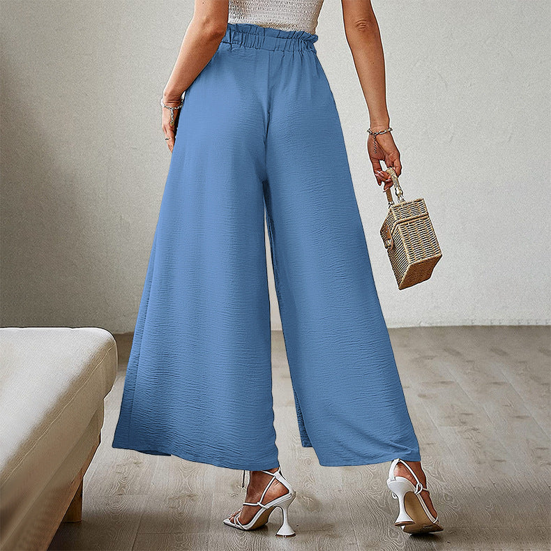 Neue lockere, hoch taillierte, plissierte Hose mit weitem Bein und Fliege