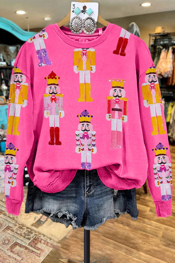 Sweat-shirt décontracté à imprimé contrasté Casse-Noisette