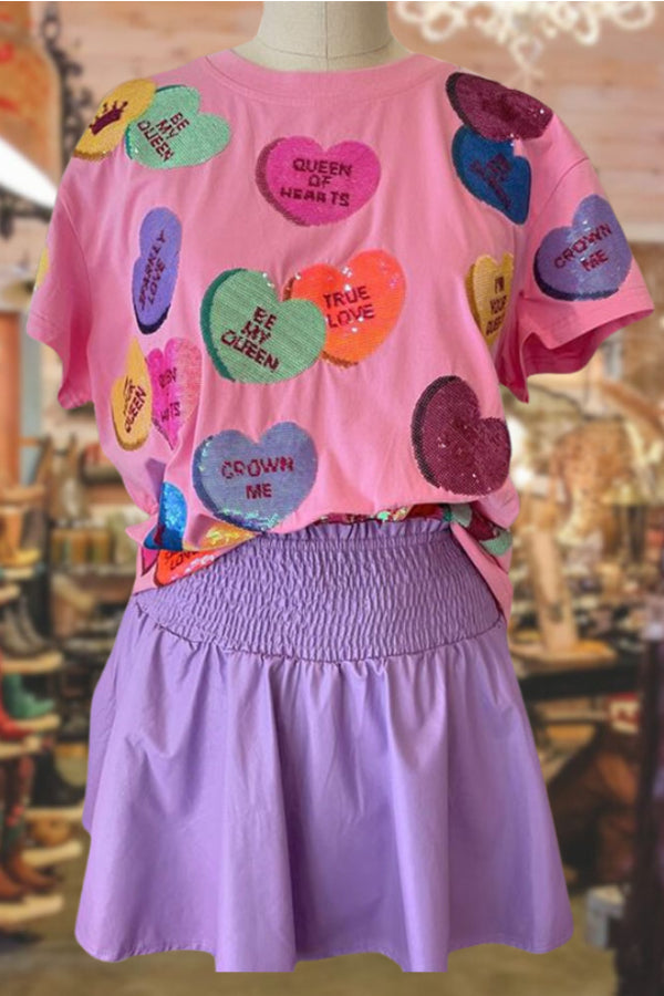Shiny Sequin Candy Heart T-shirt