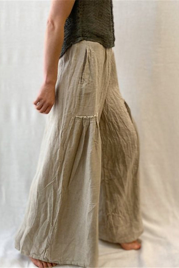 Cotton Linen Loose Wide Leg Pants