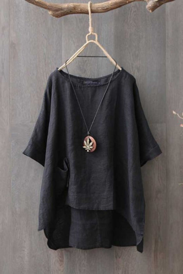 Casual Crew Neck Loose Shirt