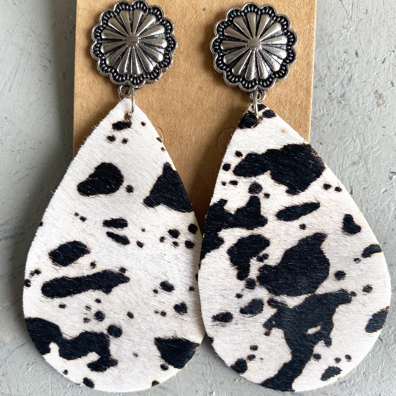 WOMEN'S VINTAGE ANIMAL PRINT WATER DROP EARRINGS