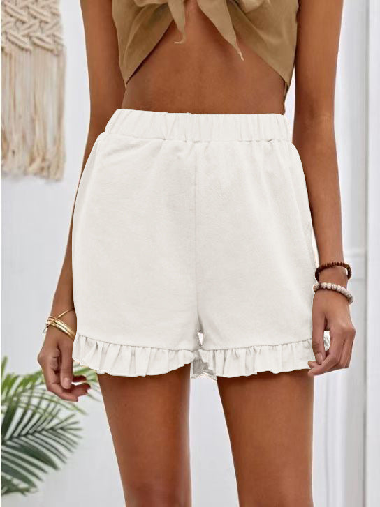 Vielseitige, lässige, lockere Hose aus Baumwollleinen mit hoher Taille und geradem Schnitt