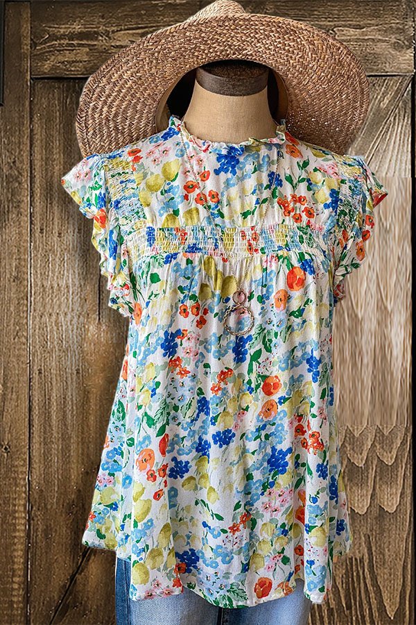 Chemisier à volants à imprimé floral