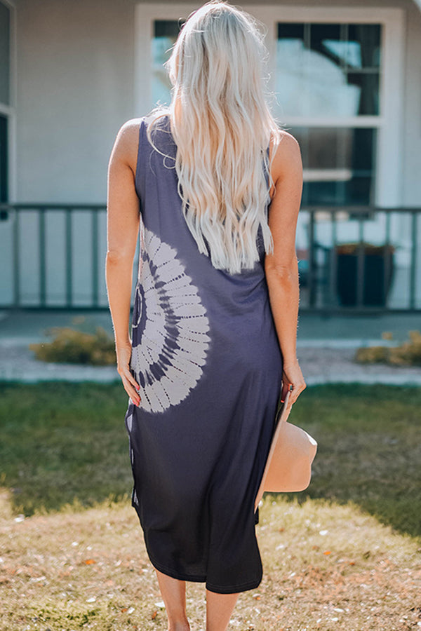 Ärmelloses Freizeitkleid mit Batikmuster