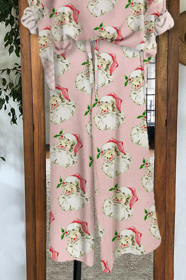 Pyjamahose mit weitem Bein und Weihnachtsmann-Print