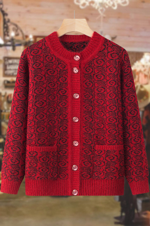 Locker gestrickter Pullover-Cardigan