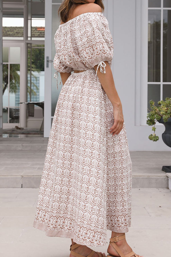 Oscar -shoulder retro pattern sexy long skirt