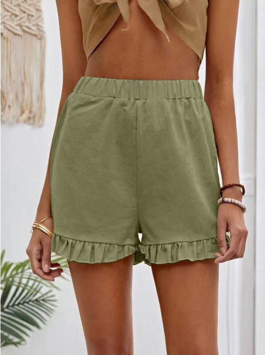 Vielseitige, lässige, lockere Hose aus Baumwollleinen mit hoher Taille und geradem Schnitt