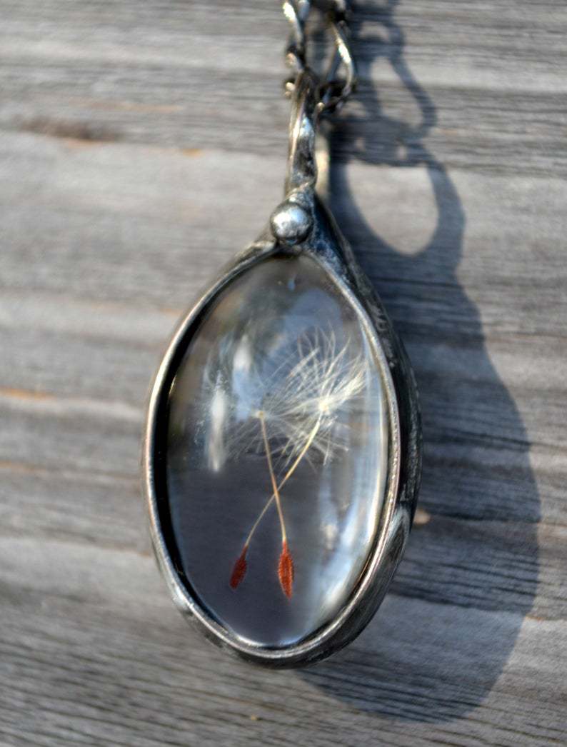 VINTAGE DANDELION SEED WISHING NECKLACE