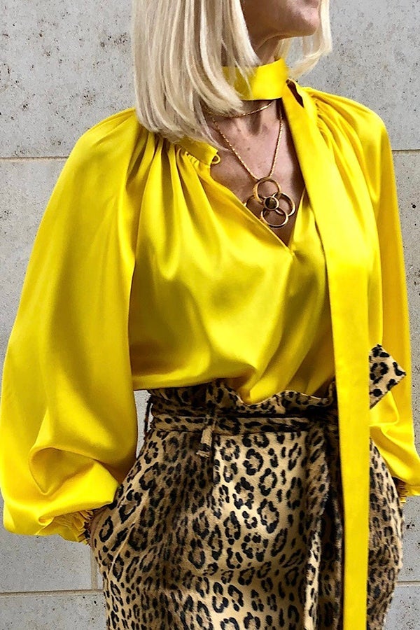 Real Eye-catcher Scarf Neck Satin Blouse