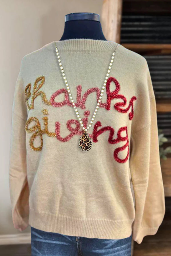 Thanks Giving Embroidery Sweater