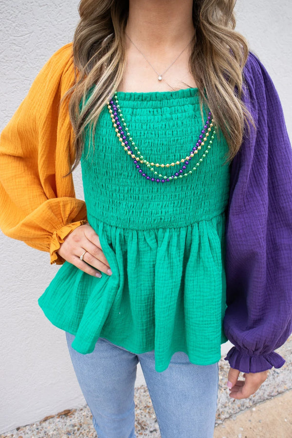 Haut nuisette à blocs de couleurs Mardi Gras