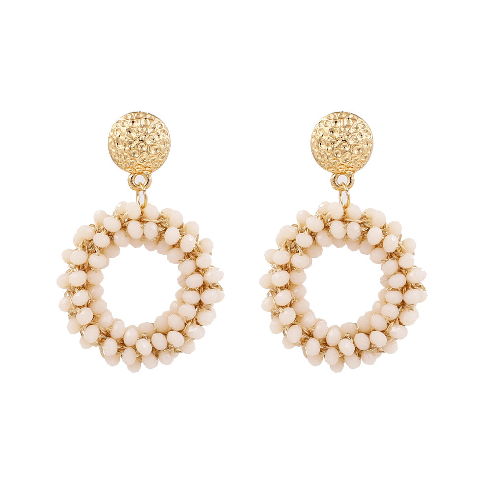 Boucles d'oreilles à tige en cristal tissées à la main