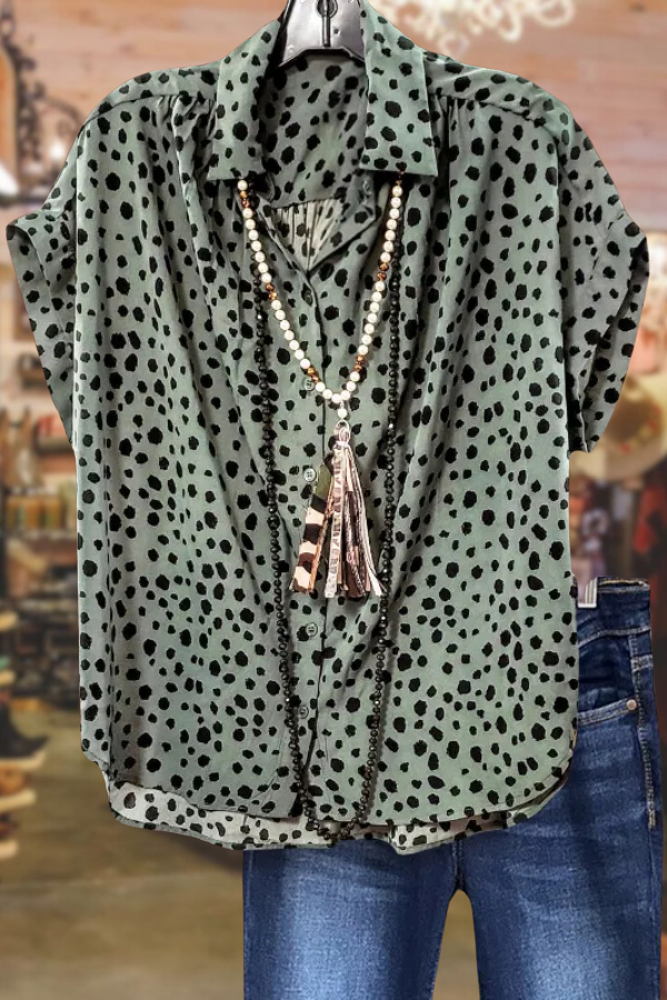 LEOPARD PRINT BUTTON UP TOP