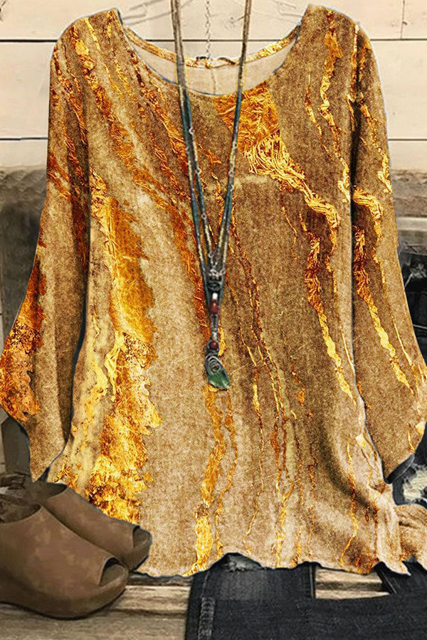 Textured Sunshine Crew Neck Women's Top Long Sleeve T-Shirt