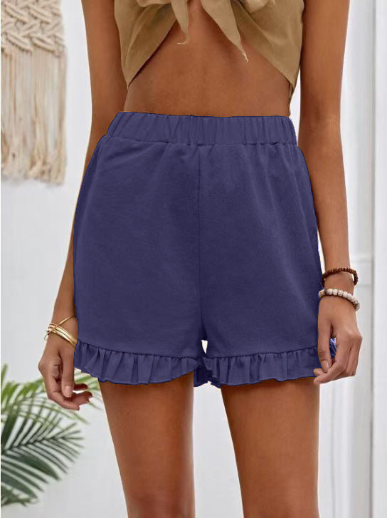 Vielseitige, lässige, lockere Hose aus Baumwollleinen mit hoher Taille und geradem Schnitt