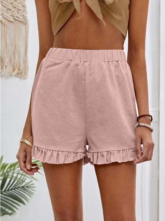Vielseitige, lässige, lockere Hose aus Baumwollleinen mit hoher Taille und geradem Schnitt