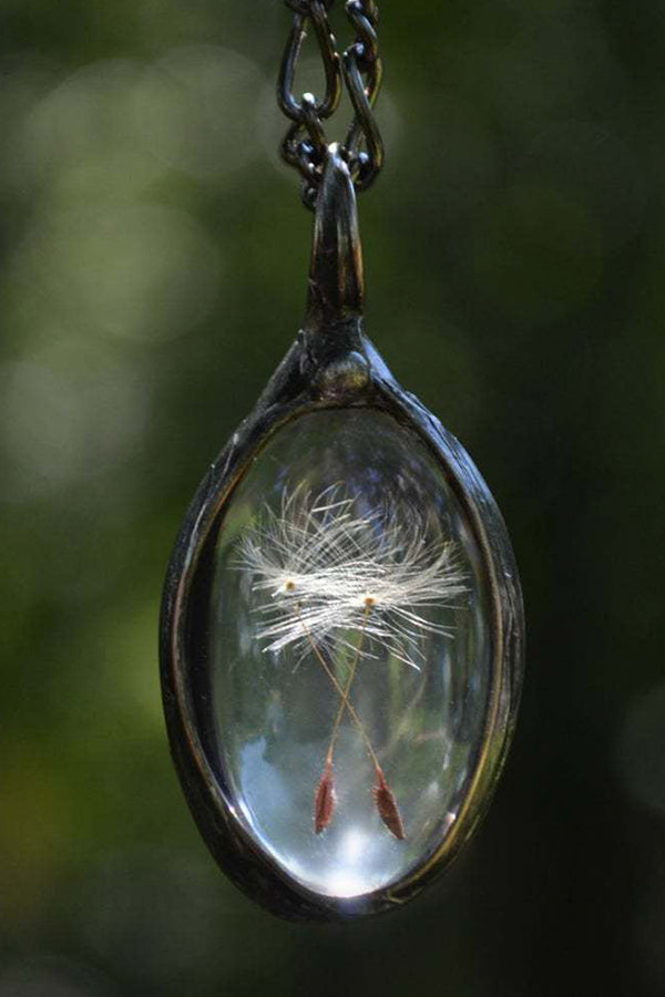 VINTAGE DANDELION SEED WISHING NECKLACE