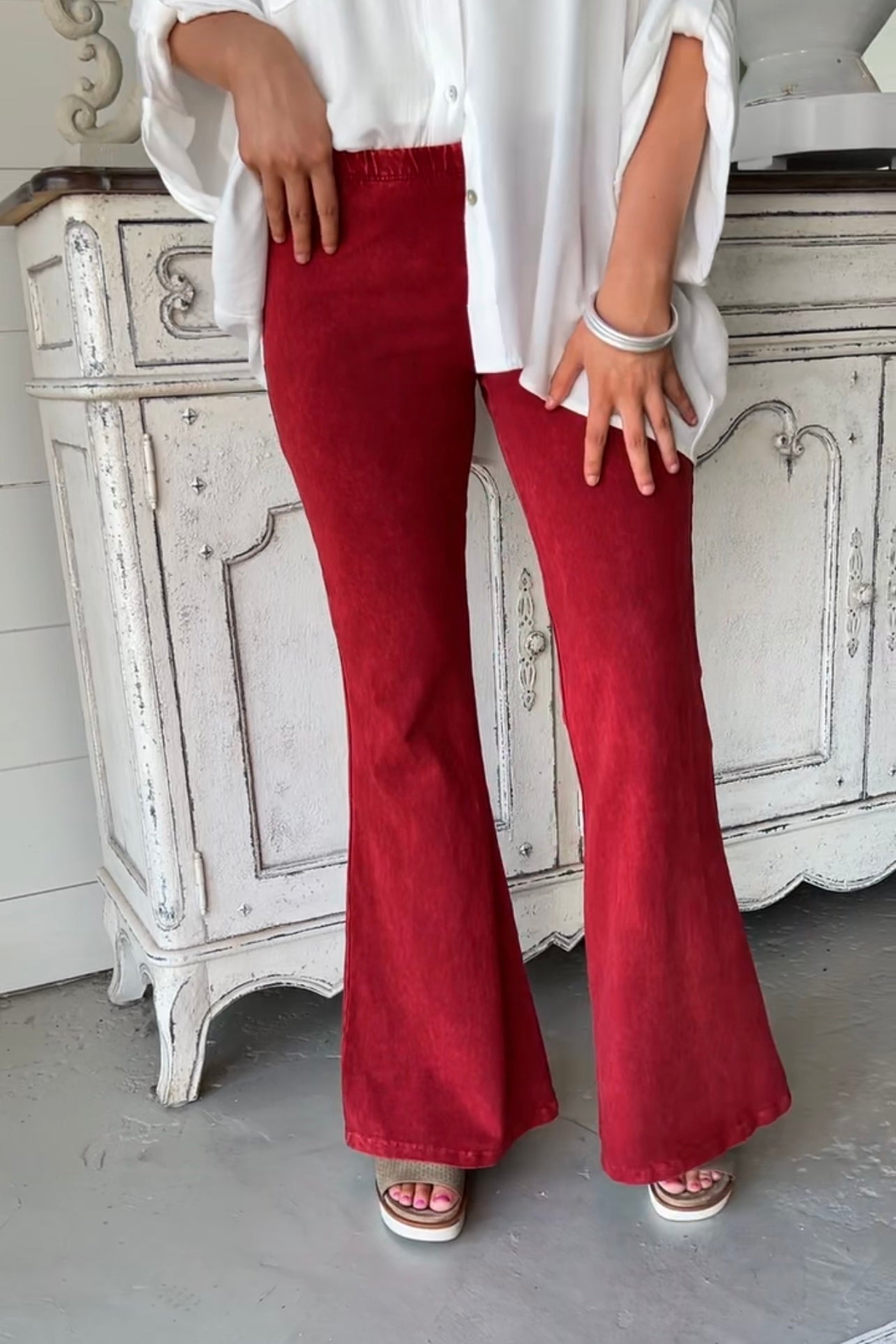 Solid Color Flared Pants