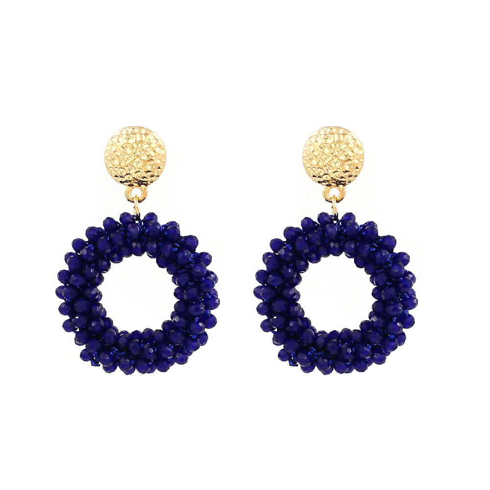 Boucles d'oreilles à tige en cristal tissées à la main