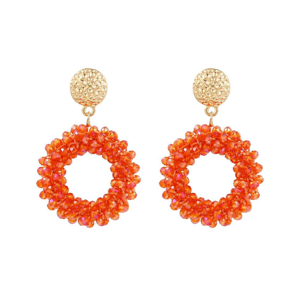 Boucles d'oreilles à tige en cristal tissées à la main