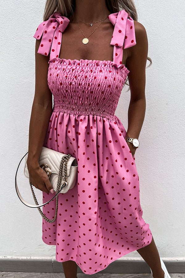 Robe mi-longue sexy à imprimé floral et poches à bretelles