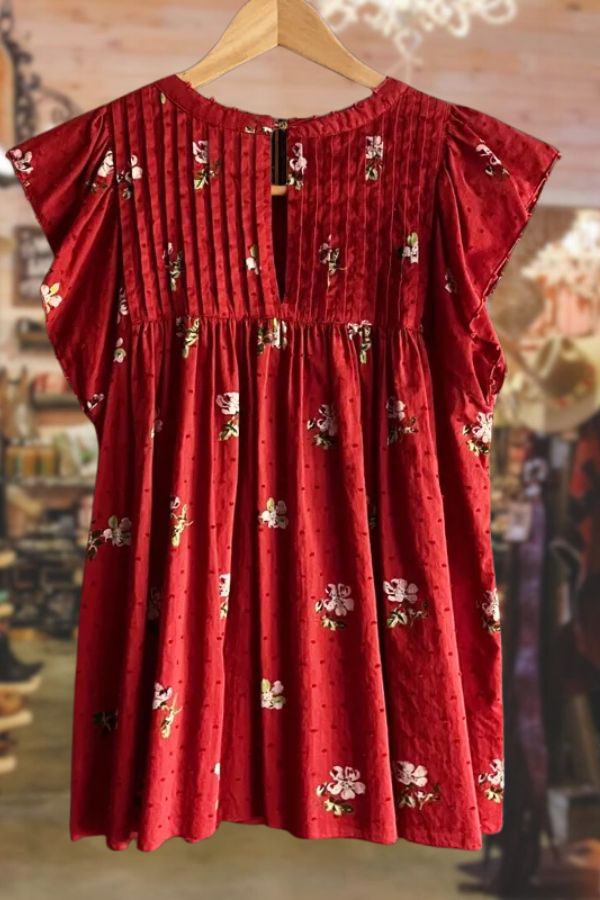 JACQUARD-TOP MIT BLUMENPRINT