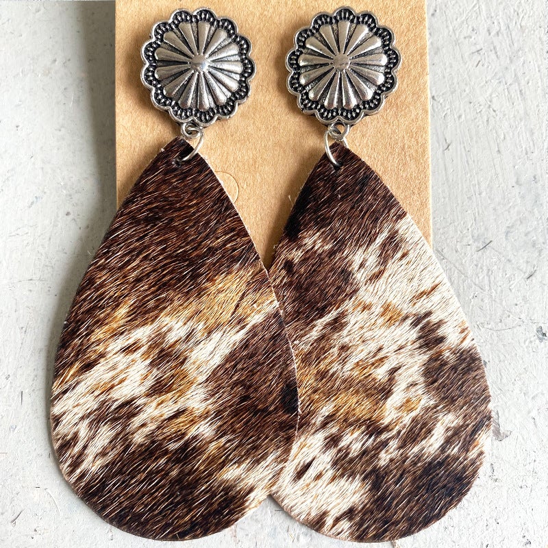 WOMEN'S VINTAGE ANIMAL PRINT WATER DROP EARRINGS