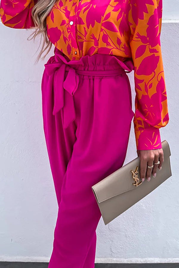 Frühling und Sommer Neue Caprihosen mit Schnürung und Tasche