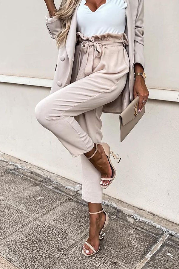 Frühling und Sommer Neue Caprihosen mit Schnürung und Tasche