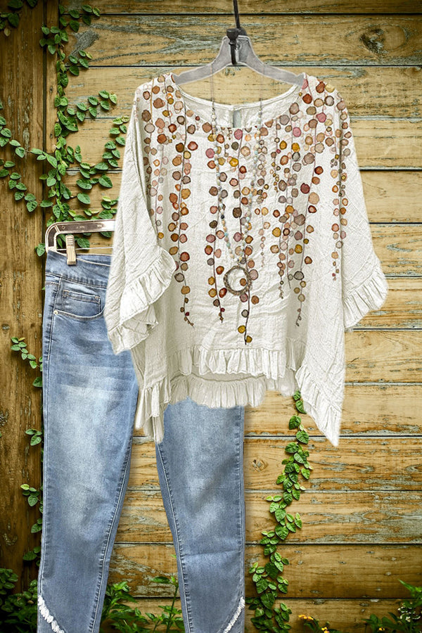 Casual Printed Ruffled Crinkled Blouse