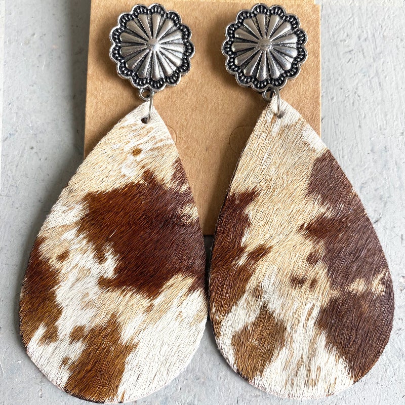 WOMEN'S VINTAGE ANIMAL PRINT WATER DROP EARRINGS