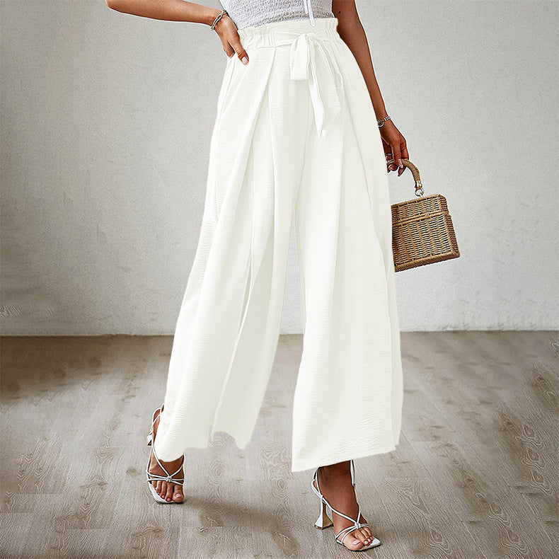 Neue lockere, hoch taillierte, plissierte Hose mit weitem Bein und Fliege