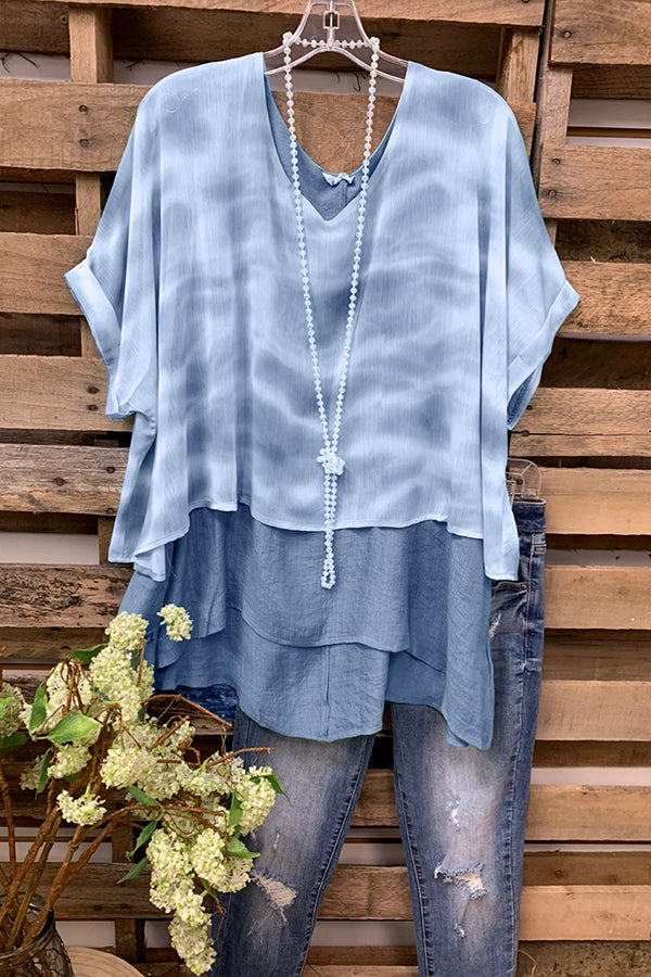 T-shirt à deux niveaux et manches à revers