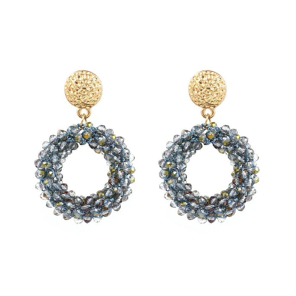 Boucles d'oreilles à tige en cristal tissées à la main