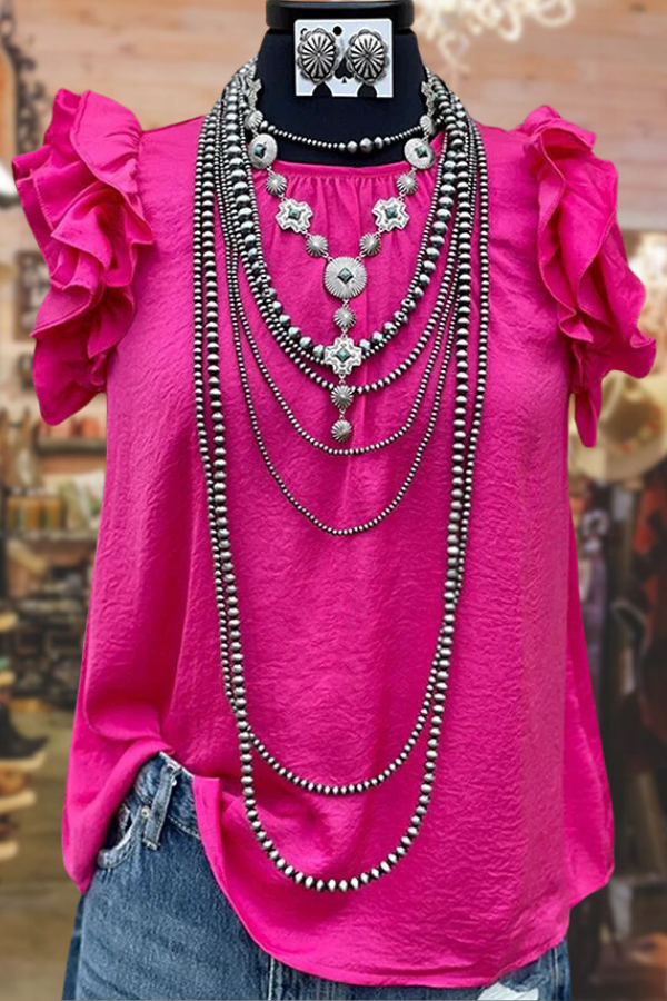 Layered Ruffle Sleeve Satin Shirt