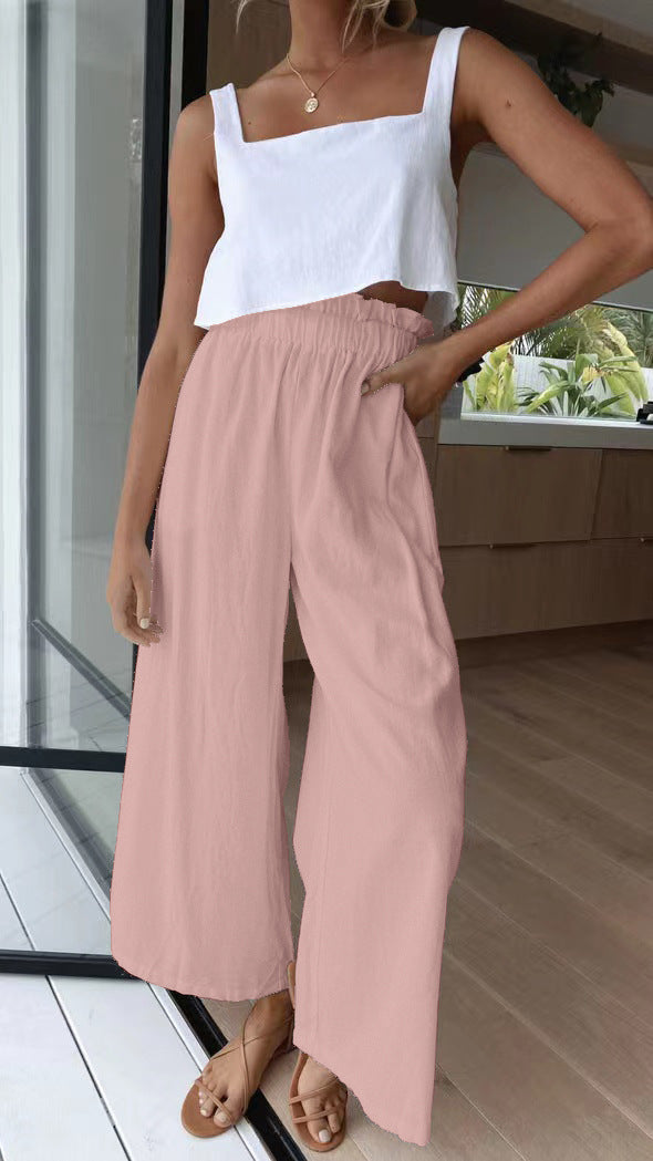 Sommerhose mit hoher Taille und weitem Bein