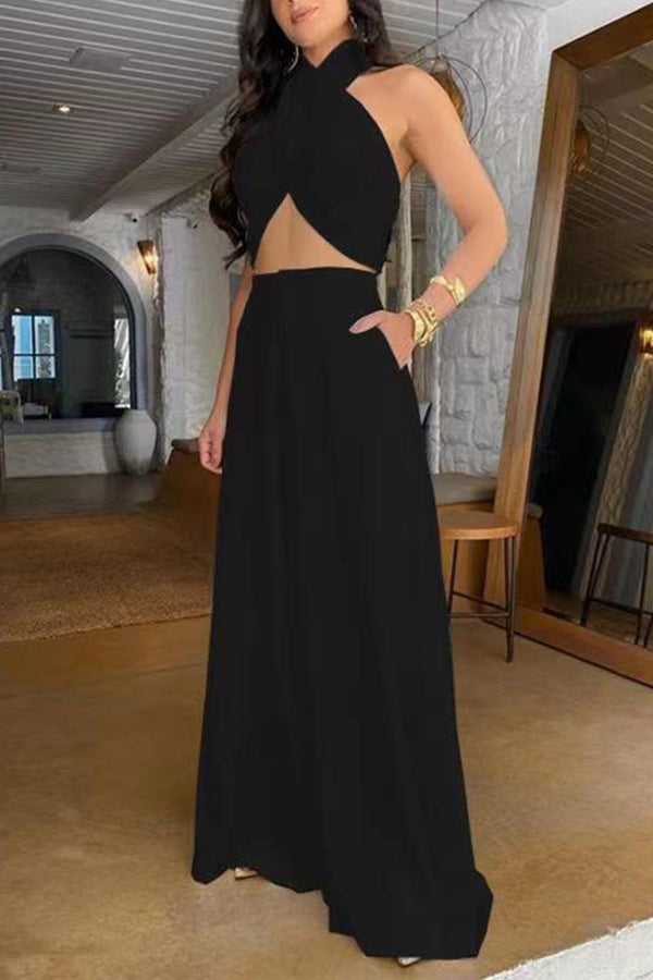 Ensemble deux pièces haut licou et pantalon décontracté