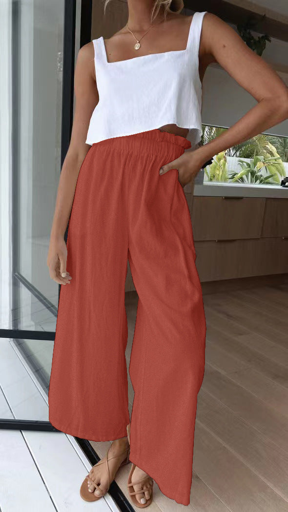 Sommerhose mit hoher Taille und weitem Bein