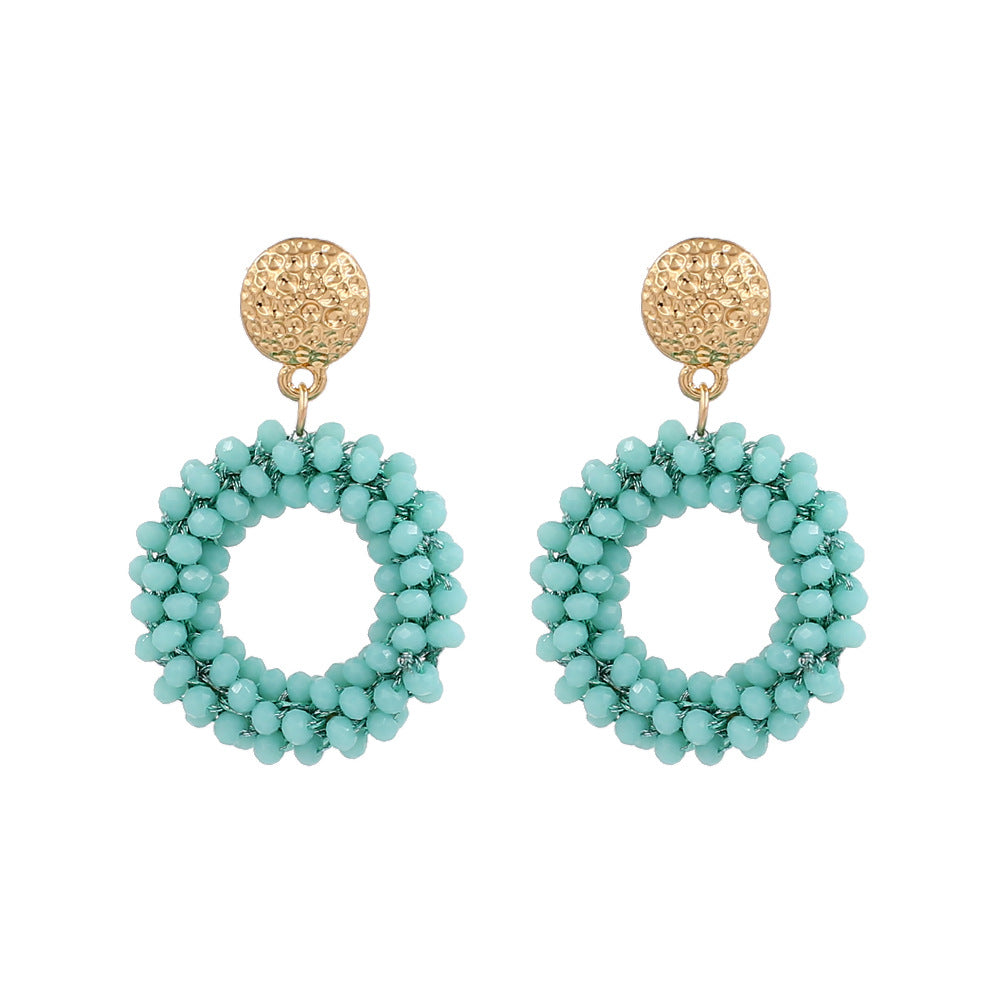 Boucles d'oreilles à tige en cristal tissées à la main