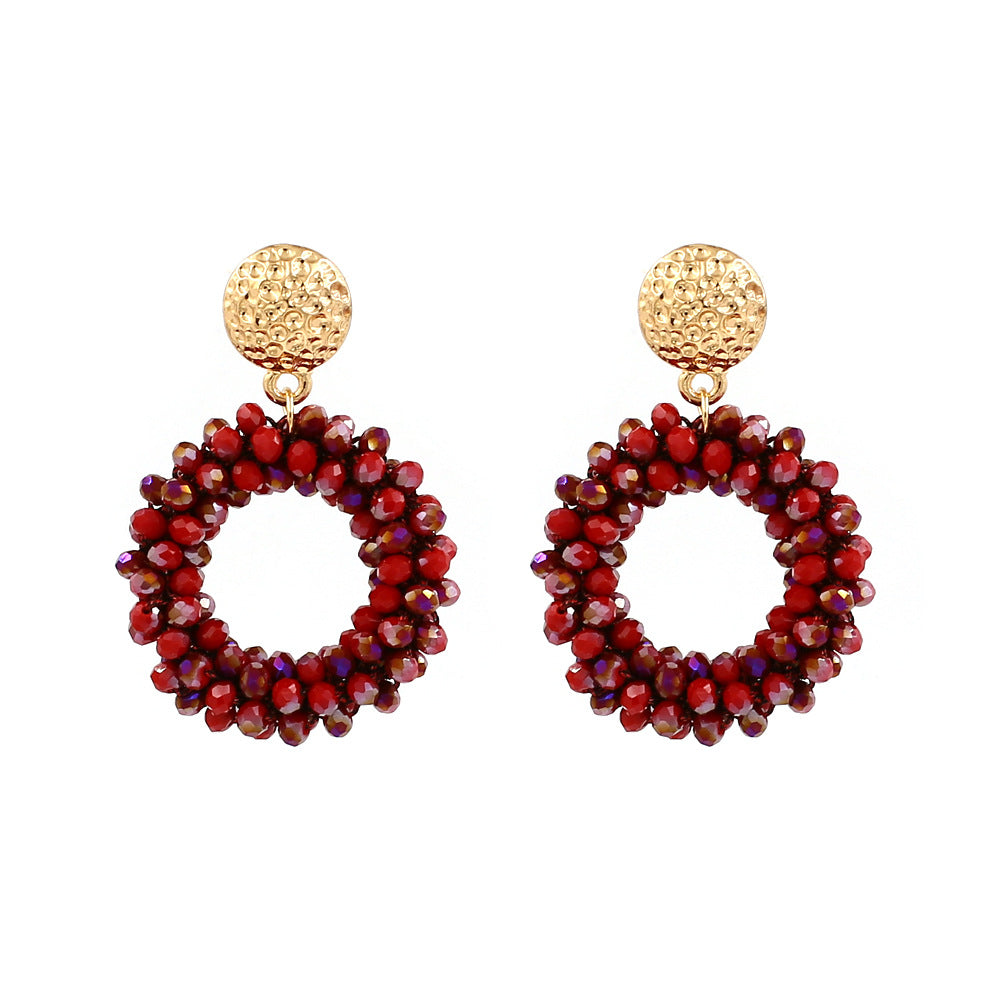 Boucles d'oreilles à tige en cristal tissées à la main