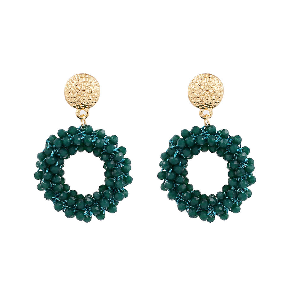 Boucles d'oreilles à tige en cristal tissées à la main