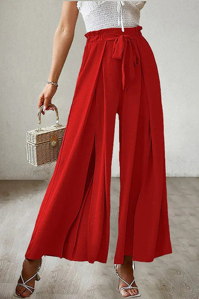 Neue lockere, hoch taillierte, plissierte Hose mit weitem Bein und Fliege