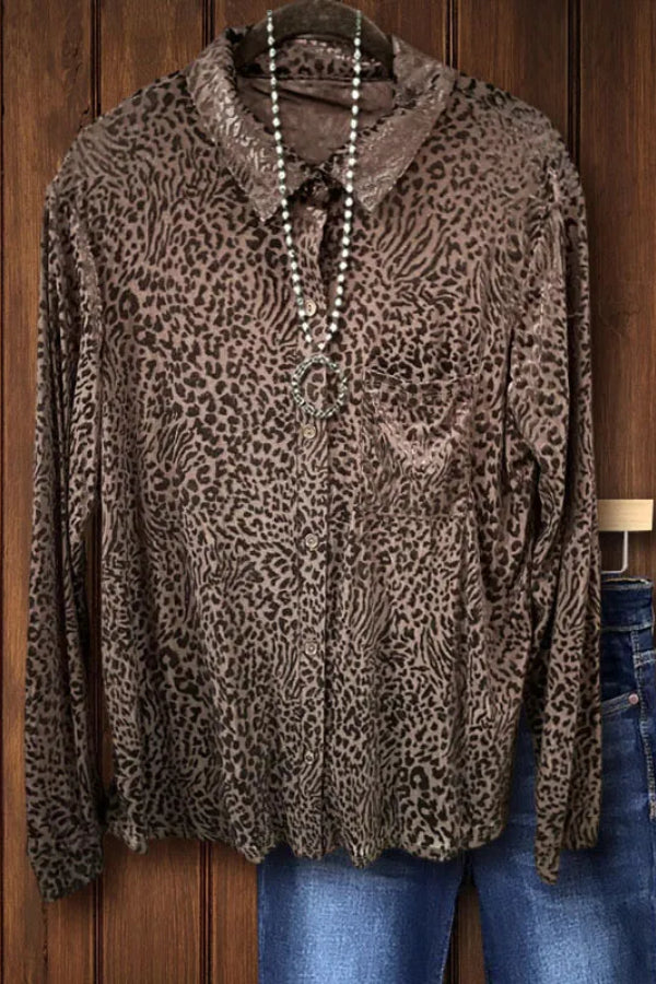 POLARIZED LEOPARD PRINT VELVET SHIRT
