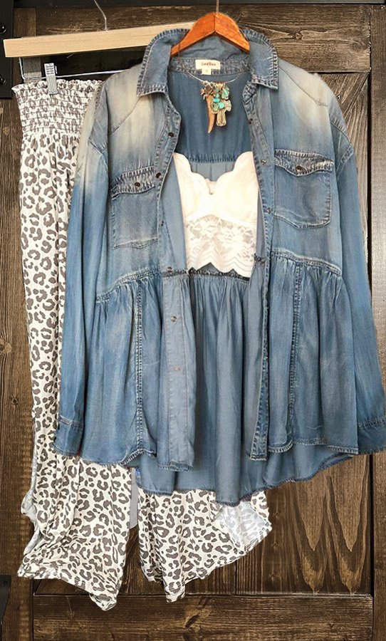 Lässige Jeansbluse mit Taschen