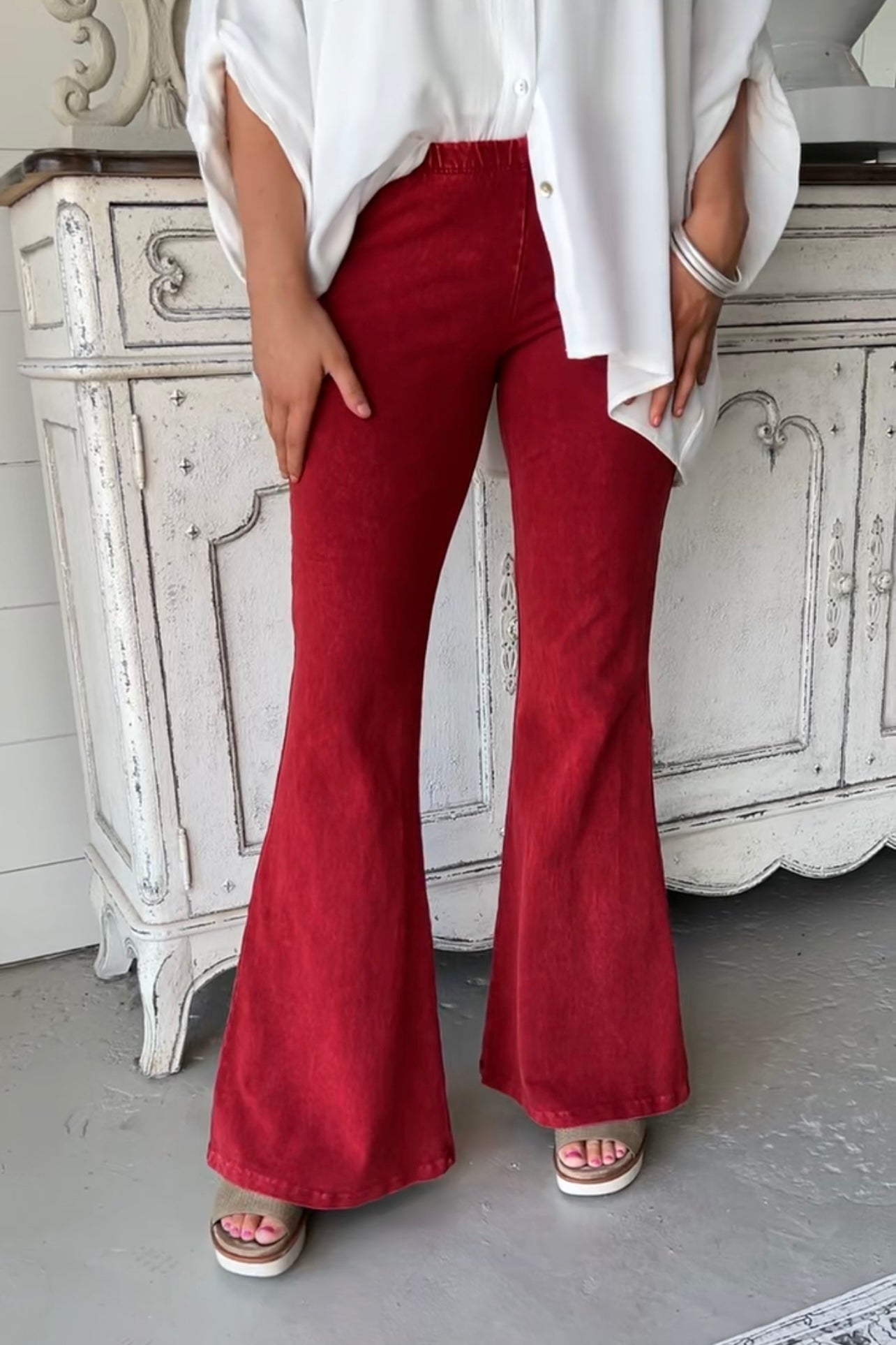Solid Color Flared Pants
